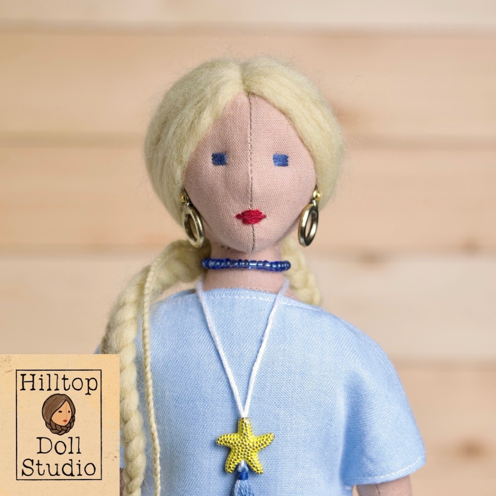Fabric Doll "Brea" Handcrafted Textile Cloth Heirloom Primitive Doll